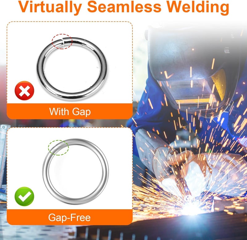 BEYOURD 2 inch Metal O Rings, Stainless Steel Round Ring Buckles, Solid Welded Metal Loop for Dog Collars, Macrame, Hanging Strap Slings - Image 2